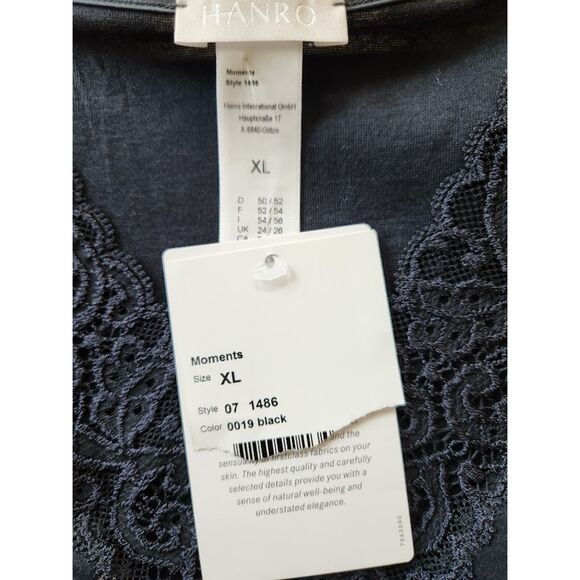 HANRO Moments Black Lace Trim Tank Top | Size XL - Picture 7 of 8